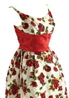Vintage Late 1950s Red Roses Designer Dress- NEW!