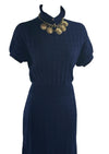 Vintage Late 1930s to Early 1940s  Navy Knit Dress Set - NEW!