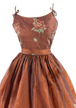 Late 1950s to Early 1960s Bronze Roses Dress Set- NEW!