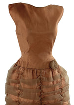Late 1950s to Early 1960s Copper Ruched Cocktail Dress - NEW!