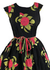 Late 1950s to Early 1960s Red Camellias Cotton Dress- NEW!