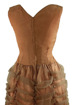 Late 1950s to Early 1960s Copper Ruched Cocktail Dress - NEW!