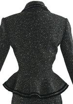 Vintage 1950s Black and Cream Flecked Wool Designer Suit - NEW!