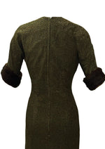 Vintage 1960s Dark Olive Green Lurex Wiggle Dress - NEW!
