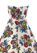 Late 1950s to Early 1960s Rose Bouquet Strapless Dress - NEW!