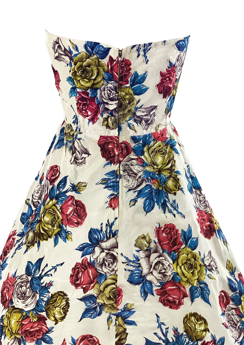 Late 1950s to Early 1960s Rose Bouquet Strapless Dress - NEW!