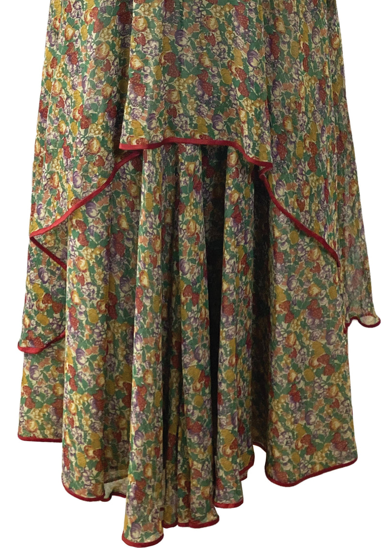 Vintage 1970s Beautiful Botanic Print Maxi Dress - NEW!