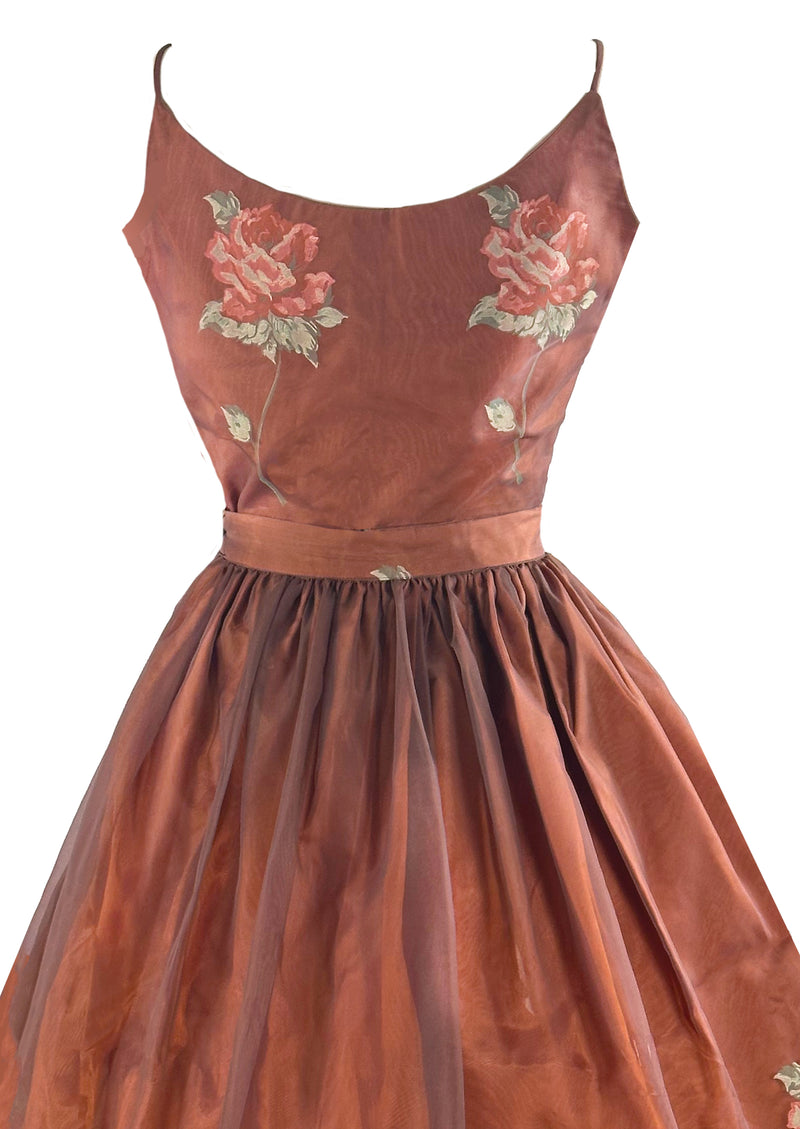 Late 1950s to Early 1960s Bronze Roses Dress Set- NEW!