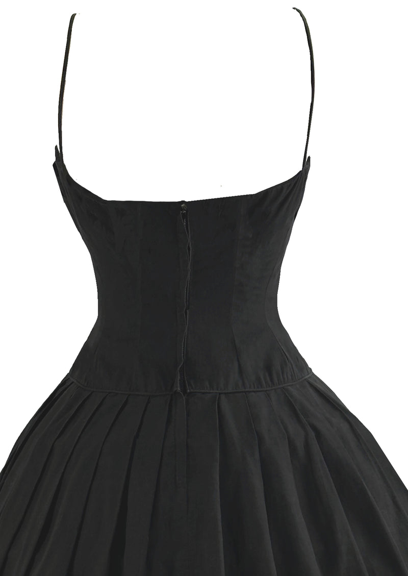 Late 1950s Black Cotton Sundress with Red Roses Border- NEW!