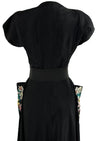 Beautiful Vintage 1950s Black Rayon Dress with 3D Appliqués- NEW!