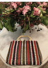 Vintage 1940s Wood Beaded Colourful Striped Purse - NEW!