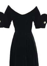 Vintage Early 1950s Black Velvet Cocktail Dress- NEW!