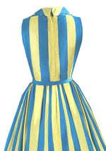 Vintage 1960s Blue and Yellow Cotton Horrockses Dress - NEW!