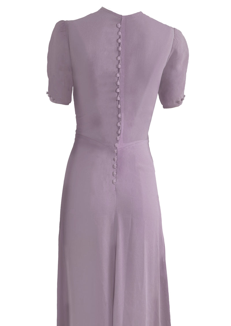 Vintage late 1930s Lilac Coloured Ruched Crepe Gown - NEW!