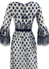 Vintage Late 1960s to 1970s Navy and White Maxi Dress - NEW!