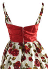 Vintage Late 1950s Red Roses Designer Dress- NEW!