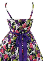 Vibrant Late 1950s to Early 1960s Floral Polished Cotton Dress- New!