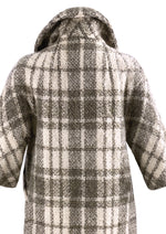 Vintage Late 1950s Lilli Ann Cream and Taupe Plaid Designer Coat - NEW!