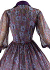 Vintage 1950s Purple Floral Chiffon Dress - NEW!