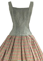 Late 1950s to Early 1960s Colourful Striped Silk Dress- NEW!