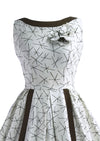 1950s Brown and White Criss Cross Pattern Dress and Bolero- New!