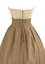 Late 1950s to Early 60s Bronze & Cream Cocktail Dress - NEW!