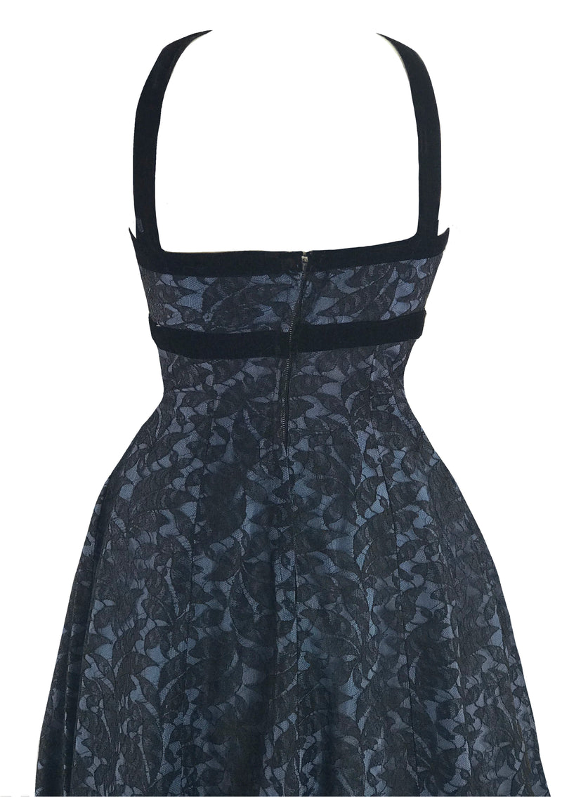 Vintage 1950s - 60s Designer Suzy Perette Black Lace Party Dress- New!