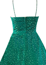 Vintage 1950s Emerald Green Brocade Dress- New!