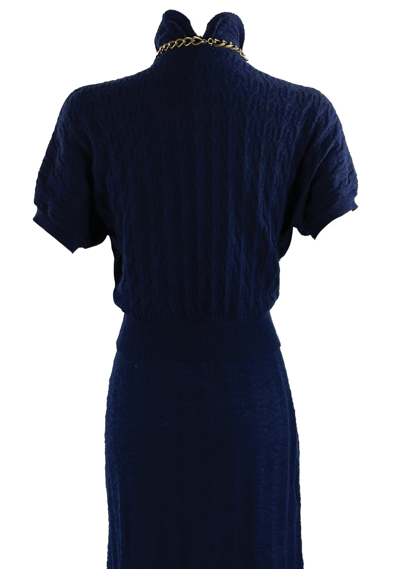Vintage Late 1930s to Early 1940s  Navy Knit Dress Set - NEW!