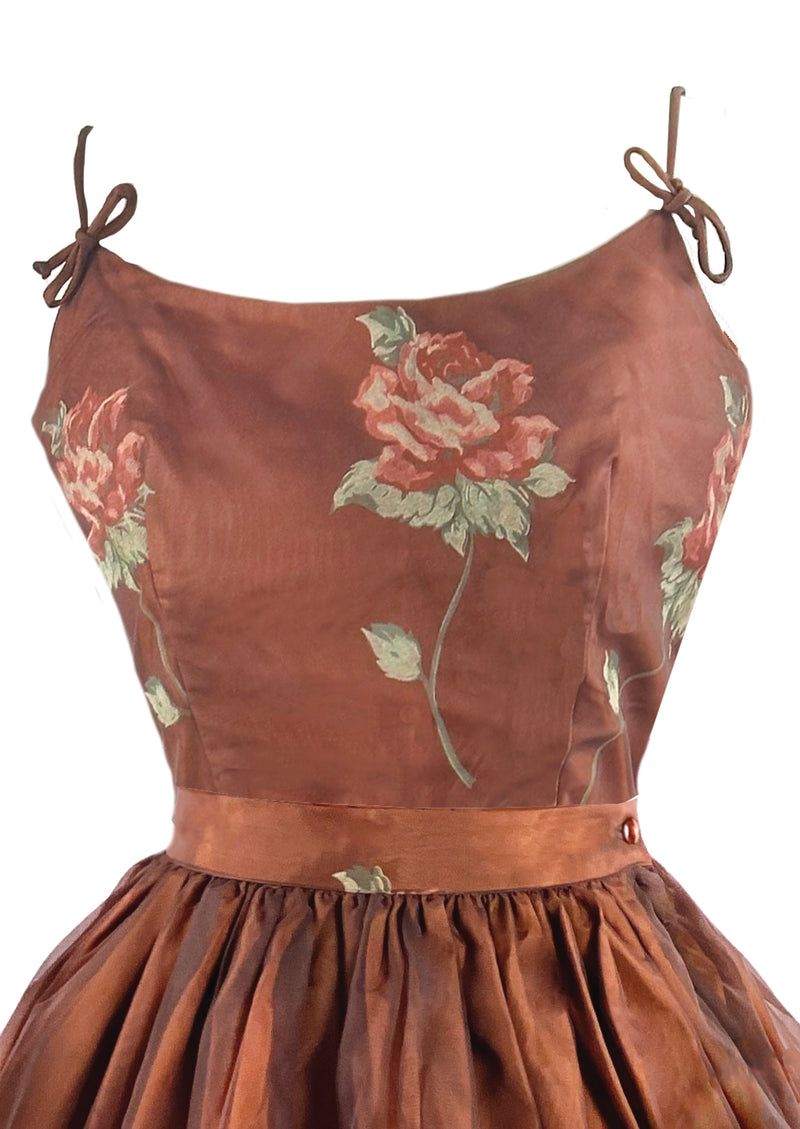 Late 1950s to Early 1960s Bronze Roses Dress Set- NEW!