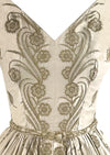 Vintage Early 1960s Cream Glazed Cotton Embroidered Dress- NEW!