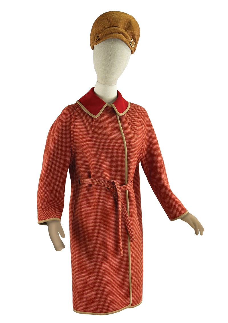 Vintage 1960s Red and Cream Mod Wool Coat - NEW!