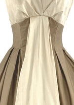 Late 1950s to Early 60s Bronze & Cream Cocktail Dress - NEW!