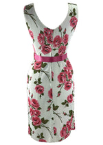 Late 1950s to Early 1960s Pink Roses Cotton Wiggle Dress- New!
