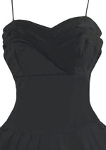 Late 1950s Black Cotton Sundress with Red Roses Border- NEW!