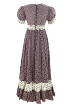 Vintage 1970s Chocolate Brown Maxi Prairie Dress- NEW!