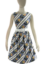 Late 1950s to Early 1960s Diagonal Roses Cotton Dress - NEW!