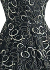 Vintage 1950s Black and Silver Cocktail Dress - New!