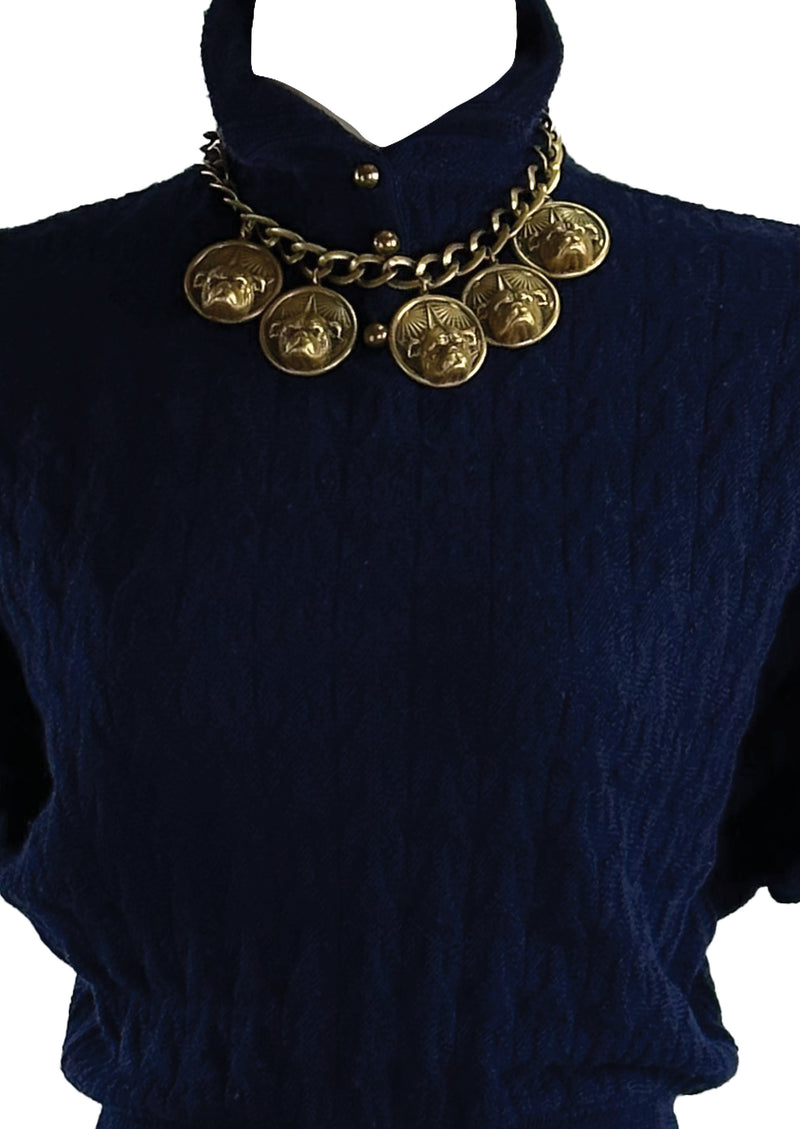 Vintage Late 1930s to Early 1940s  Navy Knit Dress Set - NEW!