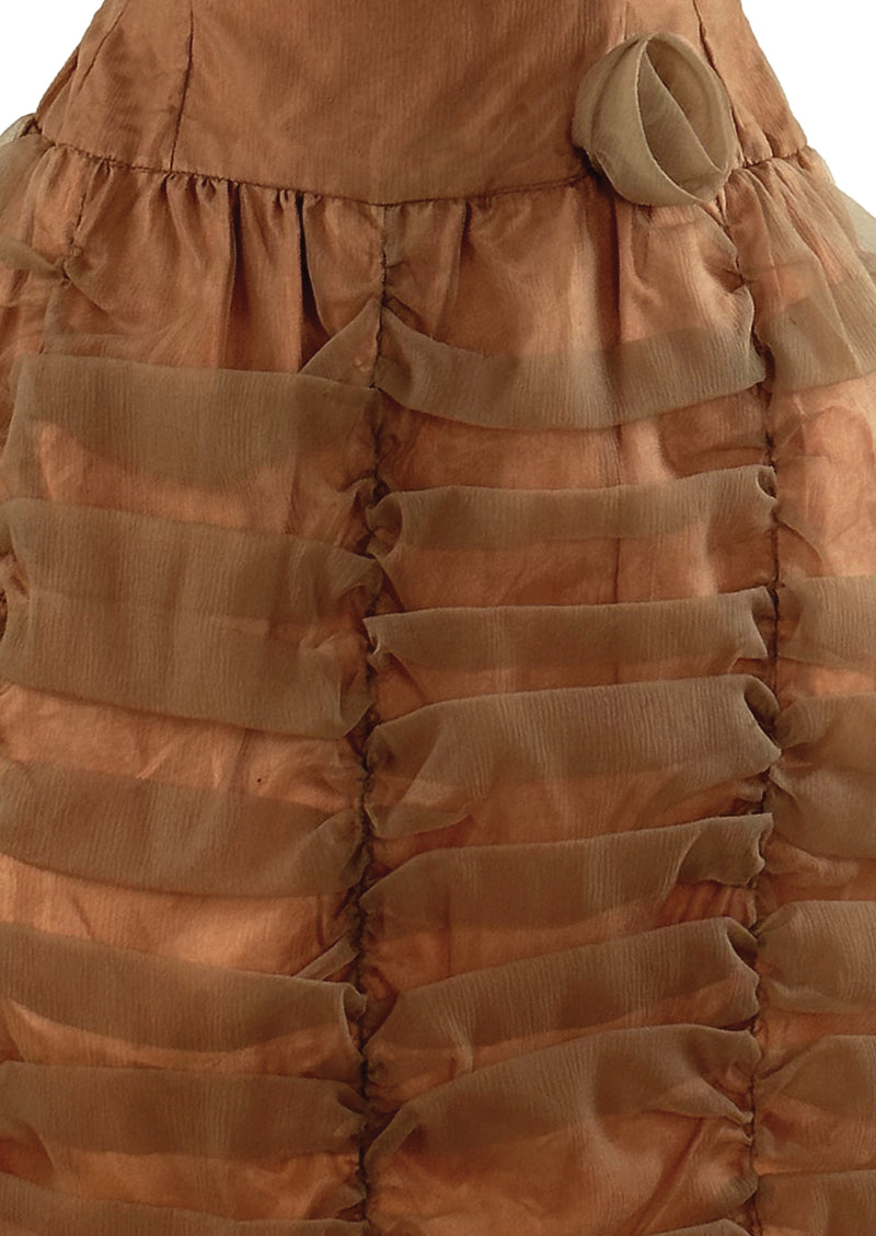 Late 1950s to Early 1960s Copper Ruched Cocktail Dress - NEW!