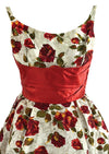 Vintage Late 1950s Red Roses Designer Dress- NEW!