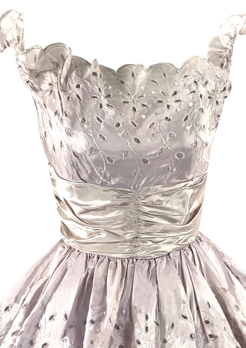 Vintage 1950s Lavender Eyelet Taffeta Party Dress - NEW!