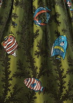 Vintage 1970s Green Fishes Novelty Print Dress - NEW!