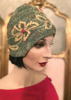 Vintage 1920s Sea Green Embroidered Flapper Cloche - NEW!