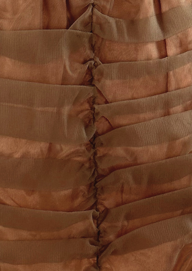Late 1950s to Early 1960s Copper Ruched Cocktail Dress - NEW!
