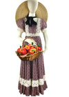 Vintage 1970s Chocolate Brown Maxi Prairie Dress- NEW!