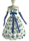 Vintage 1950s to Early 1960s Blue Roses Party Dress - NEW!