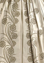 Vintage Early 1960s Cream Glazed Cotton Embroidered Dress- NEW!