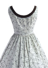 1950s Brown and White Criss Cross Pattern Dress and Bolero- New!
