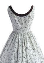 1950s Brown and White Criss Cross Pattern Dress and Bolero- New!